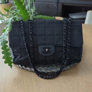 Chanel Nylon Medium Travel Flap Bag So Black